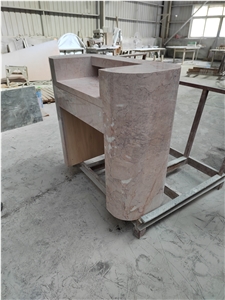 Pink Natural Stone Marble Reception Desk Office Furniture