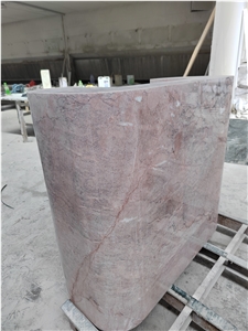 Pink Natural Stone Marble Reception Desk Office Furniture