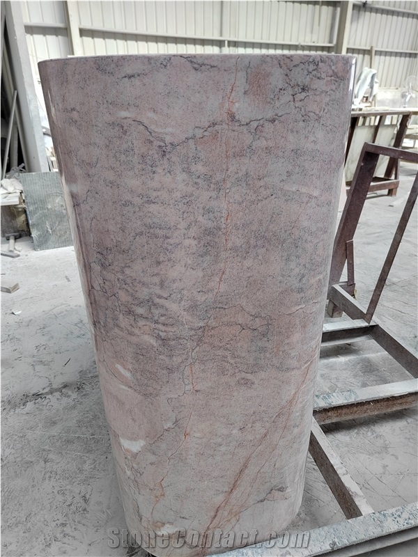 Pink Natural Stone Marble Reception Desk Office Furniture