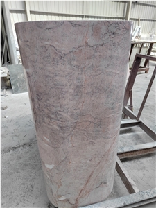 Pink Natural Stone Marble Reception Desk Office Furniture