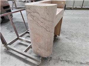 Pink Natural Stone Marble Reception Desk Office Furniture