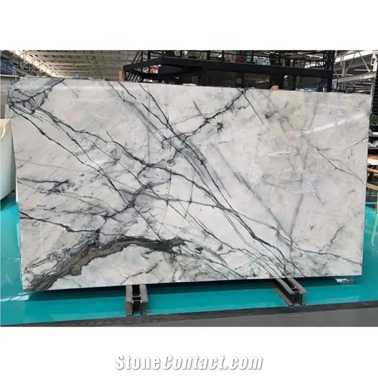 Polished Stone Clivia Marble Slabs Green Vein Bathroom Tiles