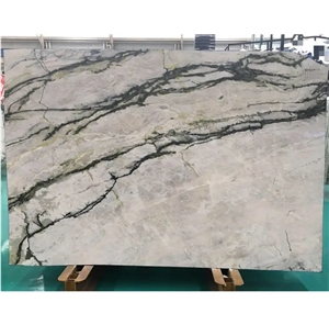Polished Stone Clivia Marble Slabs Green Vein Bathroom Tiles