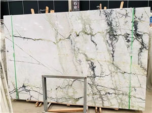 Polished Stone Clivia Marble Slabs Green Vein Bathroom Tiles