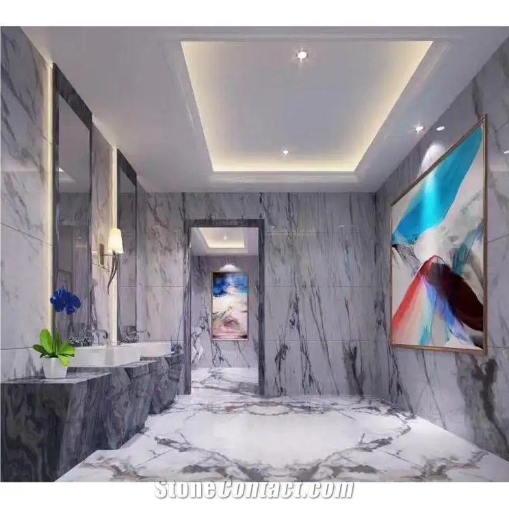 Polished Stone Clivia Marble Slabs Green Vein Bathroom Tiles
