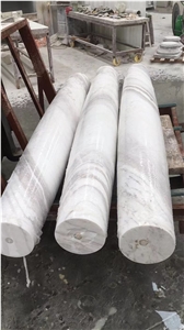 Premium Quality Volakas White Marble Solid Column Top