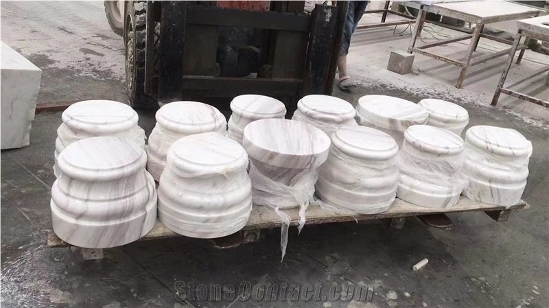 Premium Quality Volakas White Marble Solid Column Top