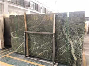 Tropical Rainforest Green Rain Brown Vein Marble Slabs Tiles