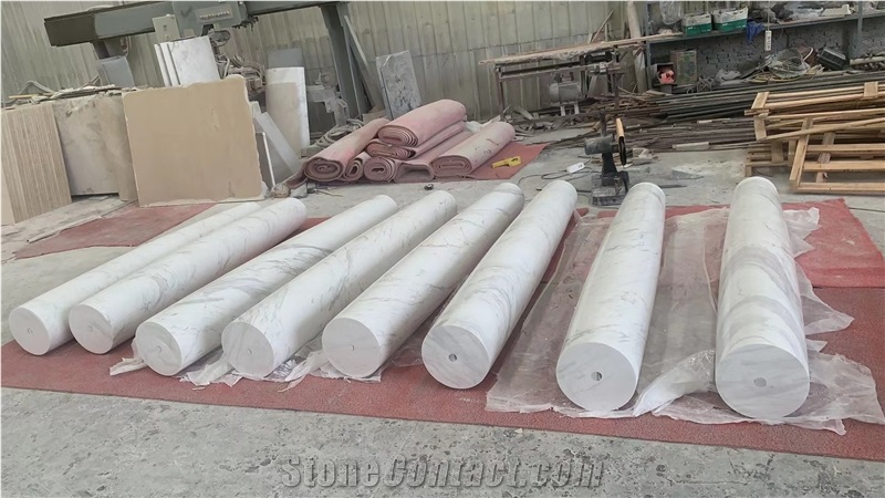 Volakas Bianco Marble Solid Column Pillar