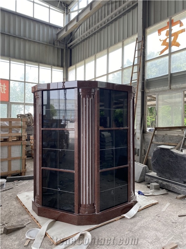 Cemetery Red Granite 72 Niche Columbarium For Sale