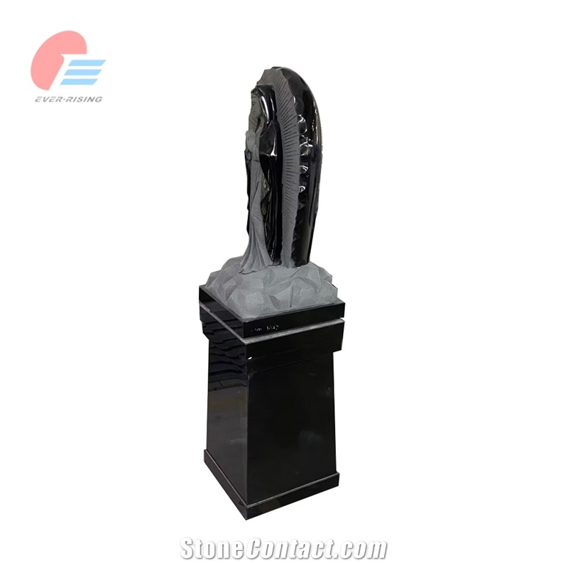 India Black Granite Madonna Statue Monument With Ash Hole