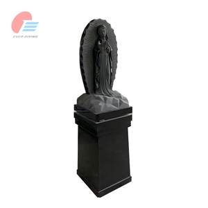 India Black Granite Madonna Statue Monument With Ash Hole