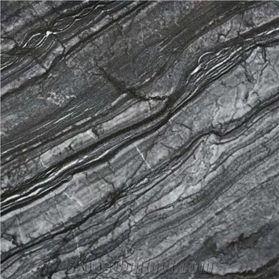 Chinese Black Zebra Natural Marble 1.8Cm Polished Slabs