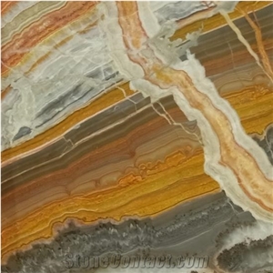 Rainbow Onyx Colorful Polished Slab