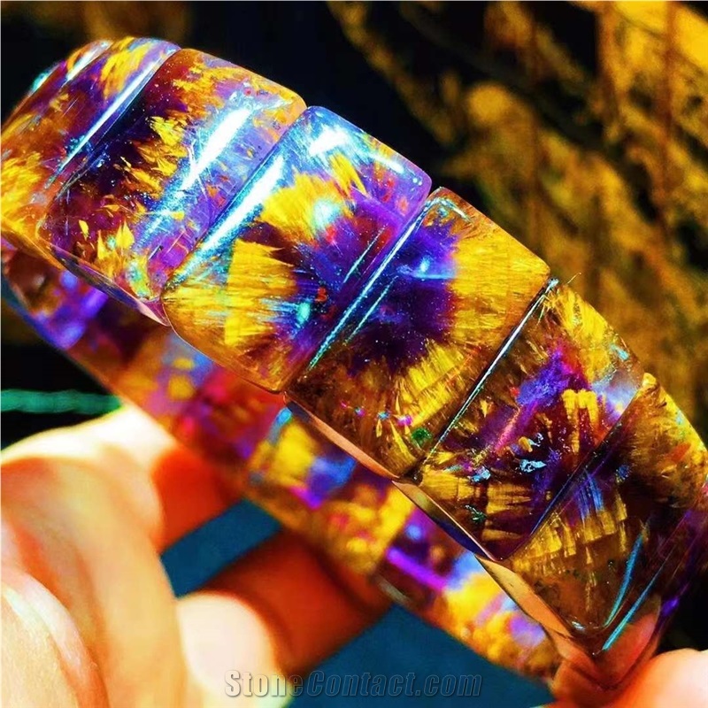 High Quality Rare Aurora Crystal Pair Flower Bracelet