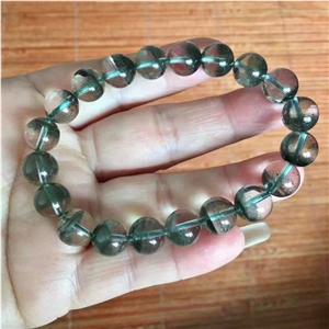 Natural Green Ghost Thousand Layer Single Loop Bracelet