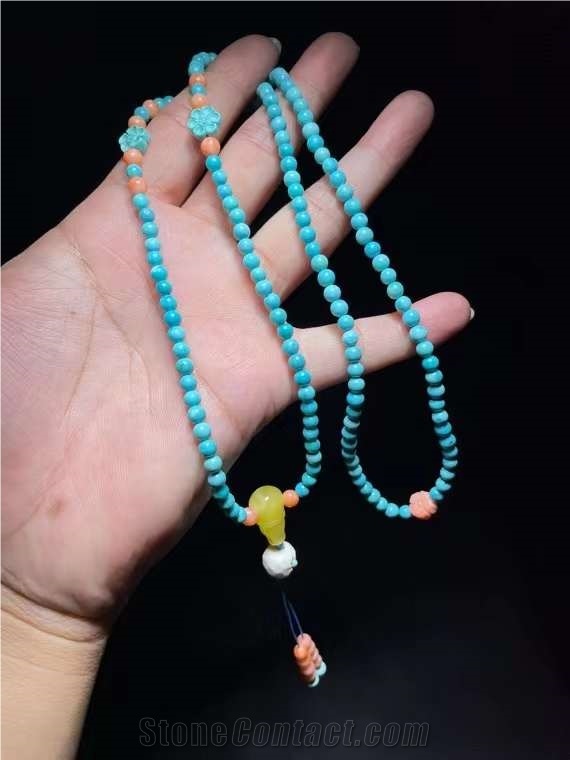 Natural Turquoise Jade Chemical Buddha Beads
