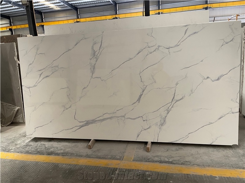 Snow White Engineered Marble Slab 3200X1600x18mm