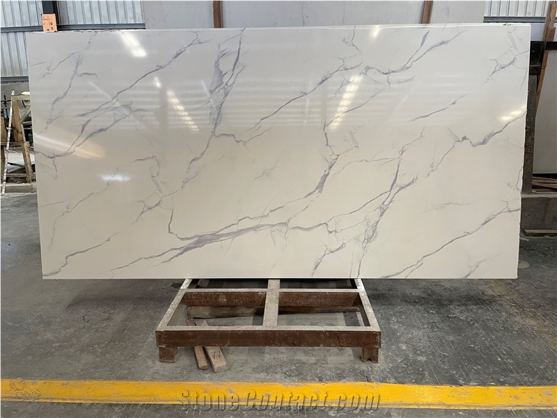 Snow White Engineered Marble Slab 3200X1600x18mm
