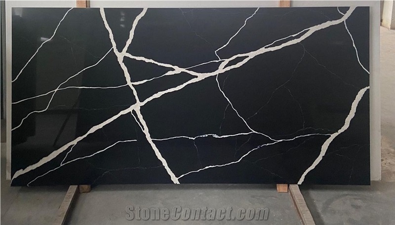 Artificial Calacatta Black Quartz Slab