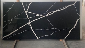 Artificial Calacatta Black Quartz Slab