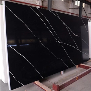 Artificial Calacatta Black Quartz Slab