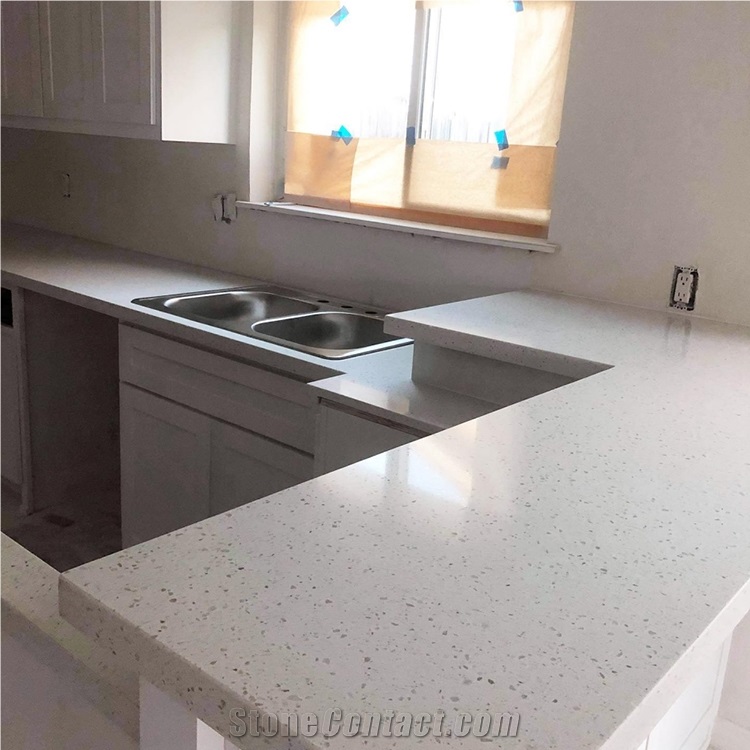 Artificial Sparkling White Quartz Countertop