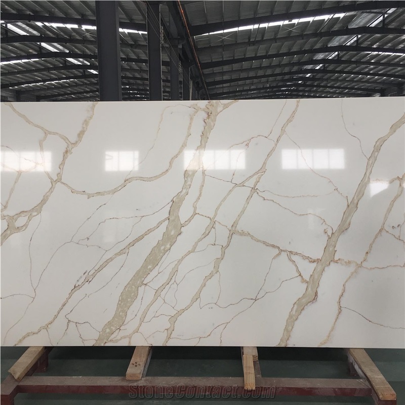 Artificial White Calacatta Quartz Slab