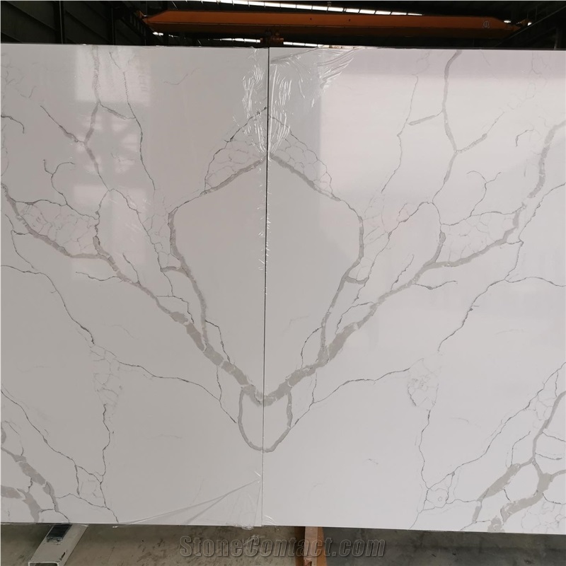 Artificial White Calacatta Quartz Slab