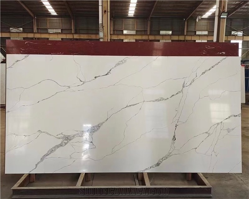 Artificial White Calacatta Quartz Slab