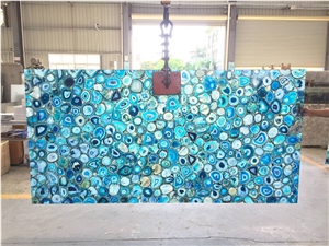 Blue Agate Semiprecious Stone Dining Table Sets