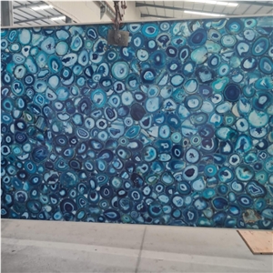 Blue Agate Semiprecious Stone Dining Table Sets