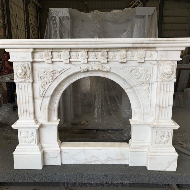 Natural White Marble Fireplace Mantel
