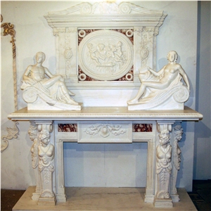 Natural White Marble Fireplace Mantel