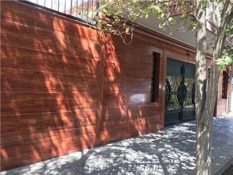 YDSTONE New Product Red Travertine Slabs For Project