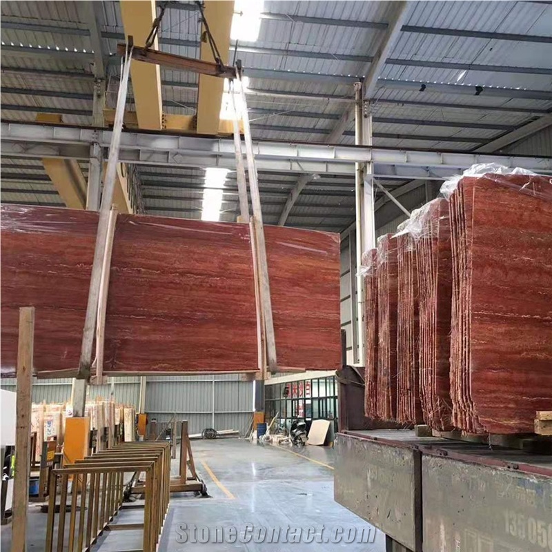 YDSTONE New Product Red Travertine Slabs For Project