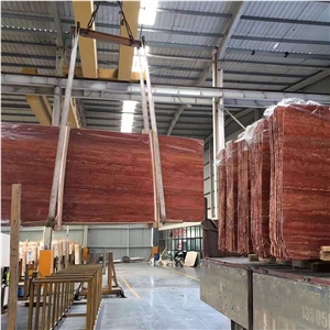 YDSTONE New Product Red Travertine Slabs For Project