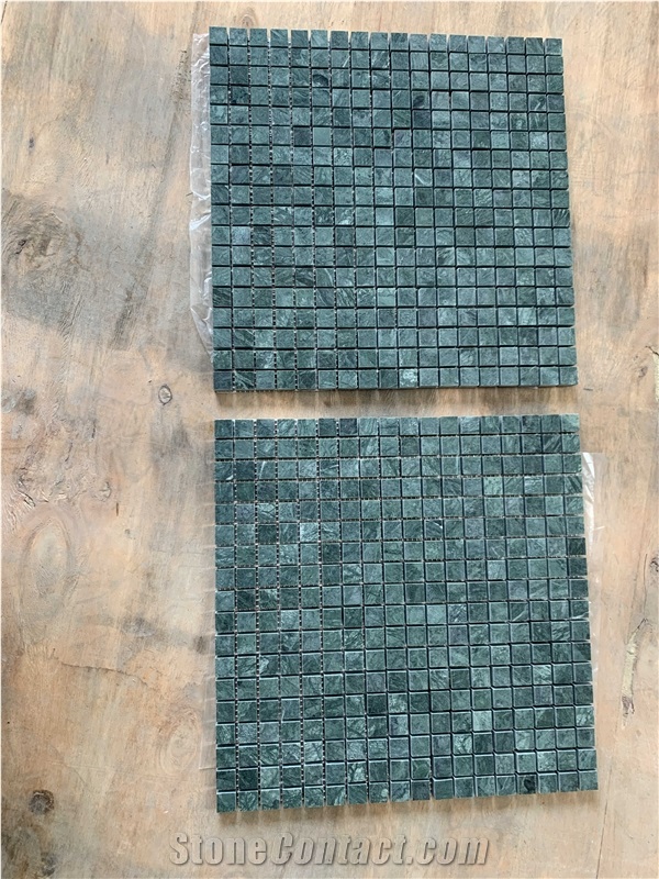 0.65" X 0.65" Green Marble Mosaic Sheet Wall