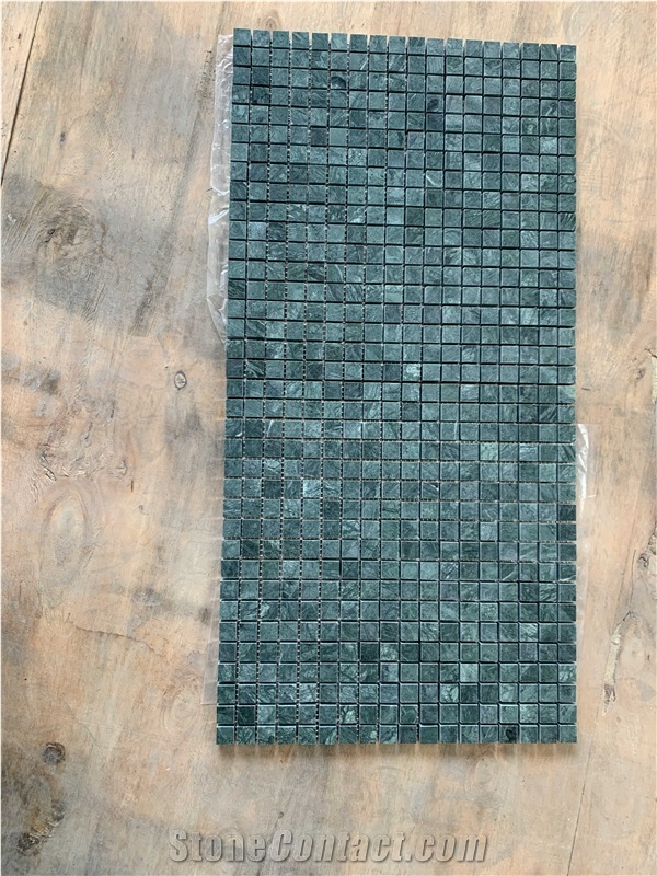 0.65" X 0.65" Green Marble Mosaic Sheet Wall