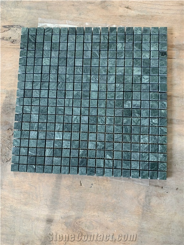 0.65" X 0.65" Green Marble Mosaic Sheet Wall
