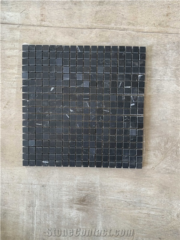 12" X 12" Black Marble Grid Mosaic Wall Tile