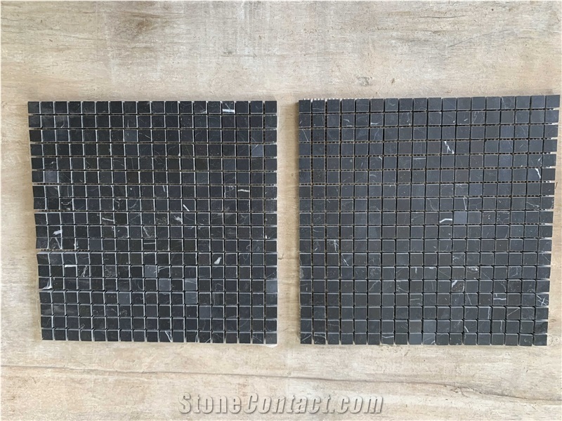 12" X 12" Black Marble Grid Mosaic Wall Tile