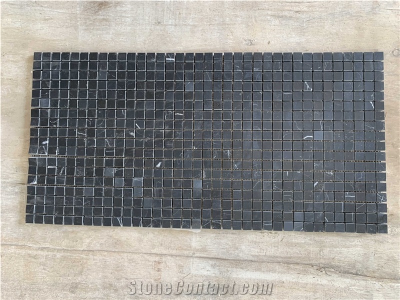 12" X 12" Black Marble Grid Mosaic Wall Tile