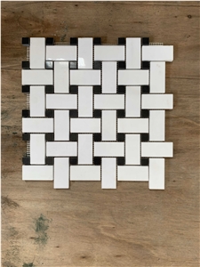 12" X 12" Marble Basketweave Mosaic Wall & Floor Tile