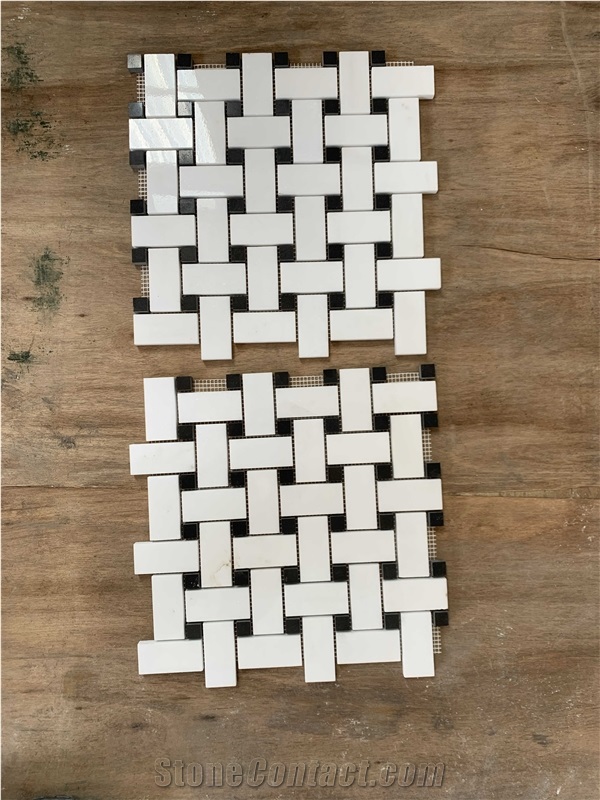 12" X 12" Marble Basketweave Mosaic Wall & Floor Tile