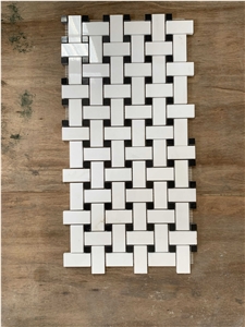 12" X 12" Marble Basketweave Mosaic Wall & Floor Tile