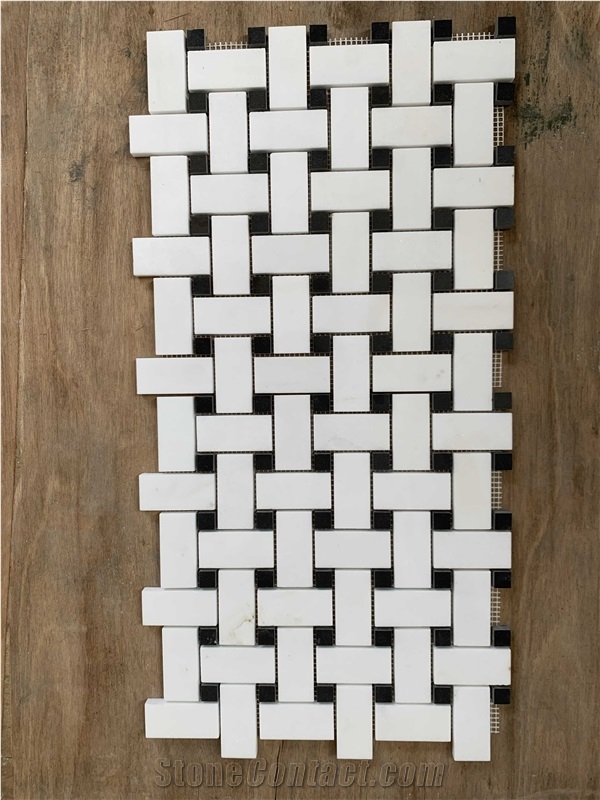 12" X 12" Marble Basketweave Mosaic Wall & Floor Tile