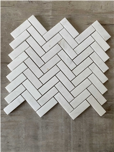 12" X 12" Marble Herringbone Mosaic Wall & Floor Tile