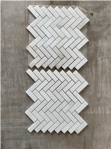 12" X 12" Marble Herringbone Mosaic Wall & Floor Tile