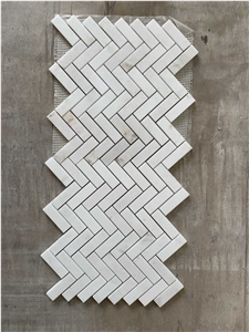 12" X 12" Marble Herringbone Mosaic Wall & Floor Tile